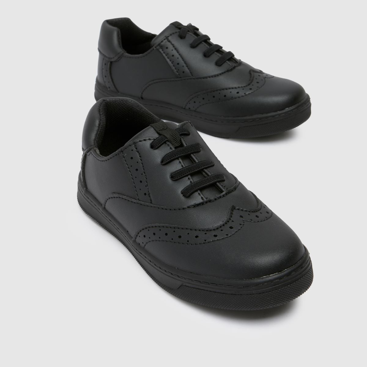 Schuh svarta brogues med spärr för pojkar och juniorer