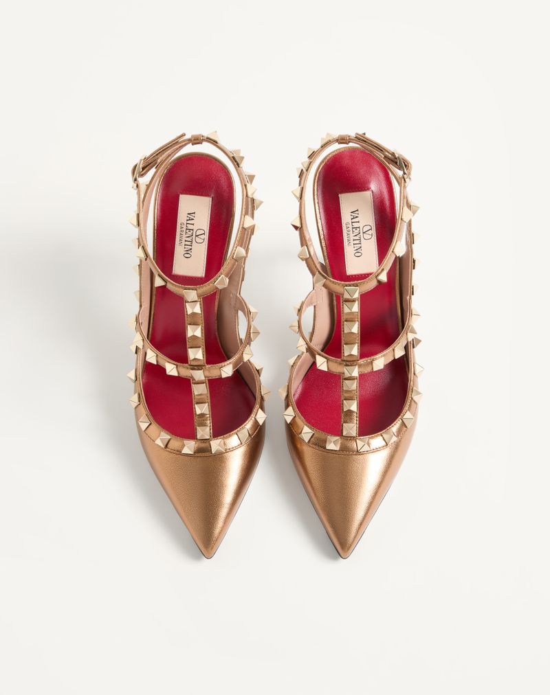 Rockstud Décolleté i 100 mm lamineret nappa