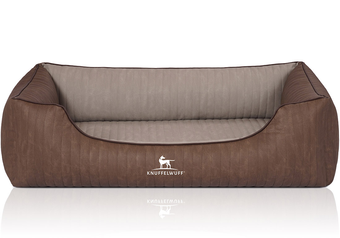 Knuffelwuff Hundebetten Knuffelwuff Orthopädisches Hundebett Outlander aus laser-gestepptem Kunstleder braun/ grau XXL
