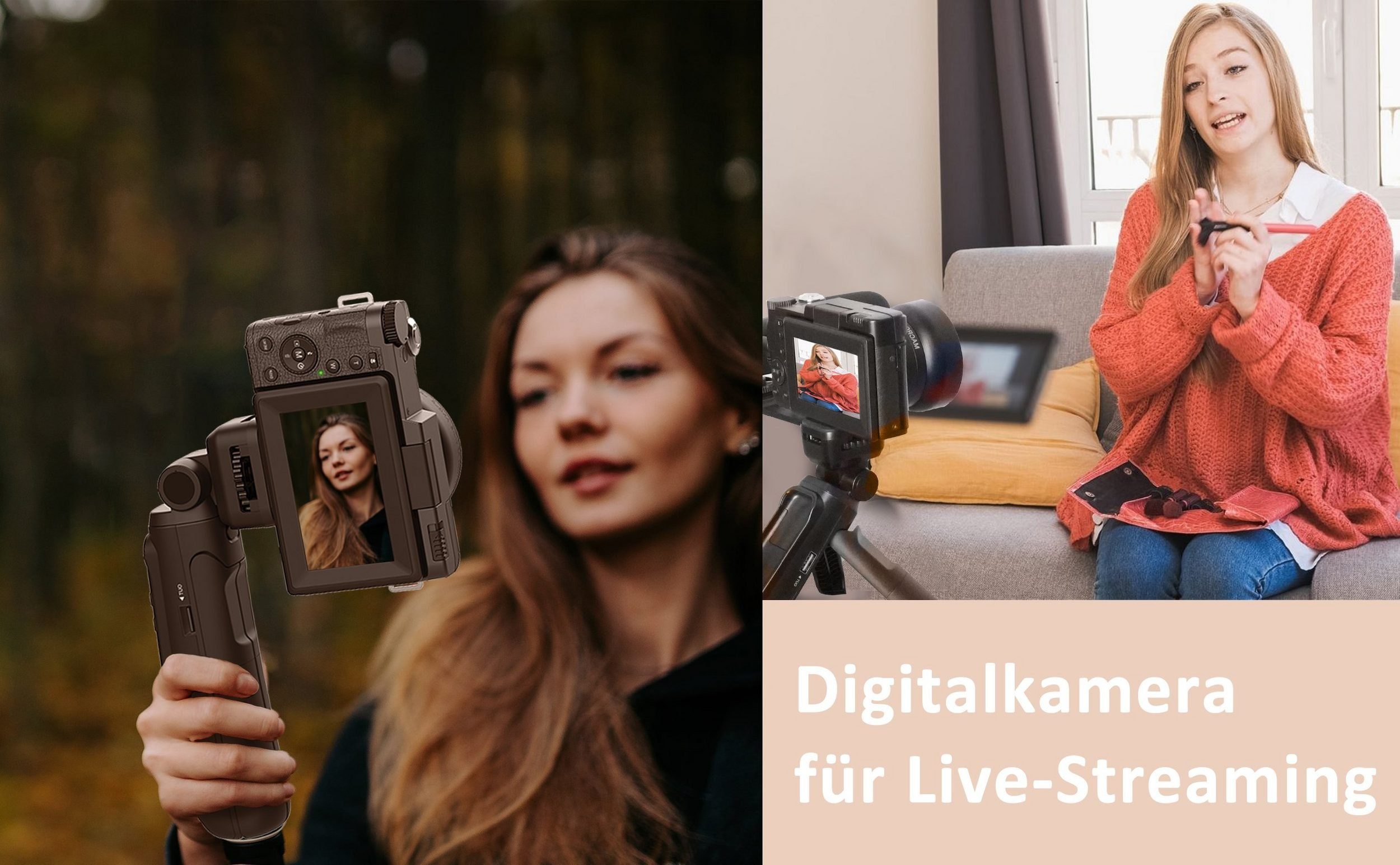 DOTMALL 4K-HD-Vlog-Reisekamera Mit klappbarem Touchscreen,48 MP, 16-fach Zoom Kompaktkamera