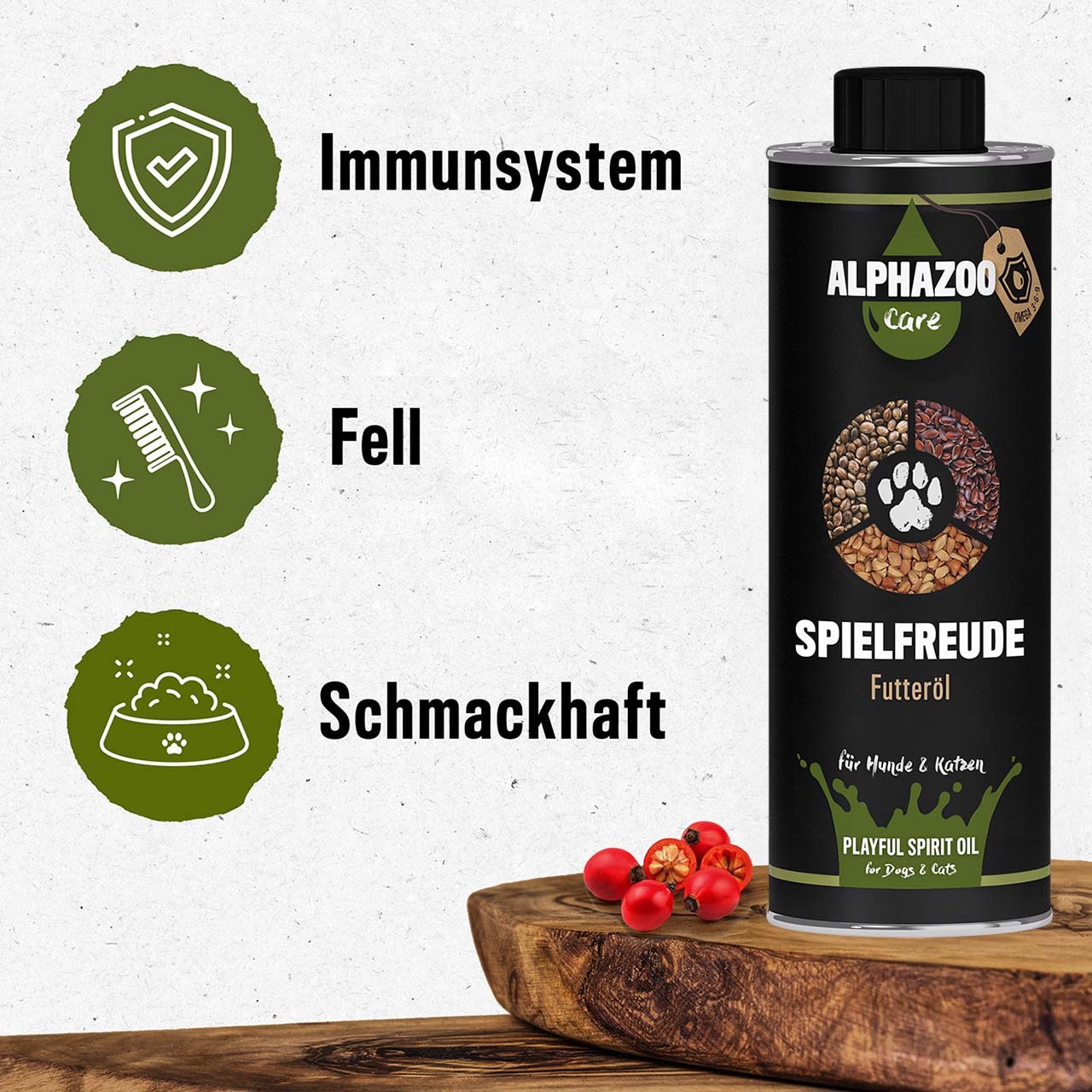 ALPHAZOO Ergänzungsfutter & Aufzucht ALPHAZOO Spielfreude Futteröl für Hunde und Katzen 250 ml
