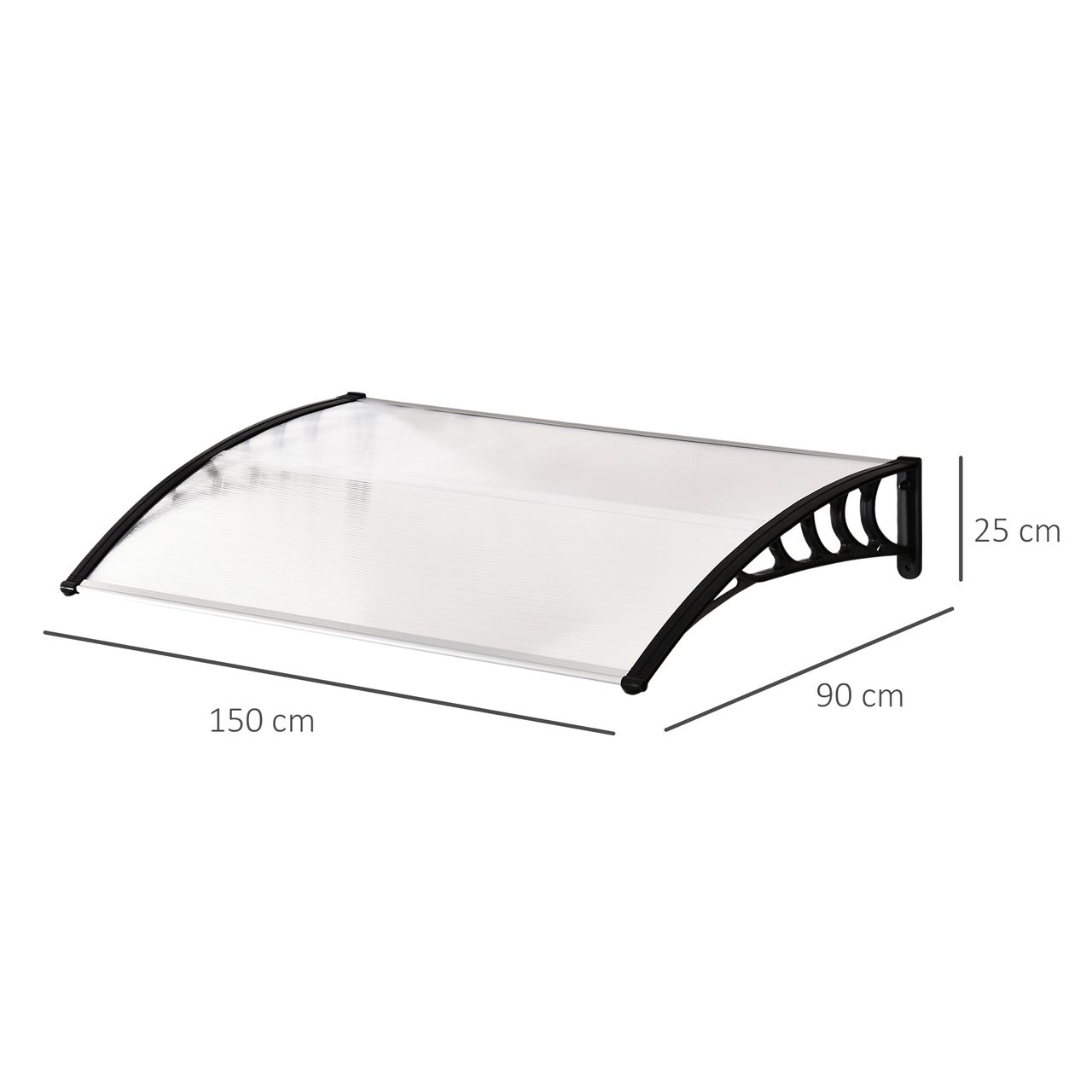 Outsunny Vordach für Haustür Überdachung 90 x 150cm Haustürdach aus Polycarbonat