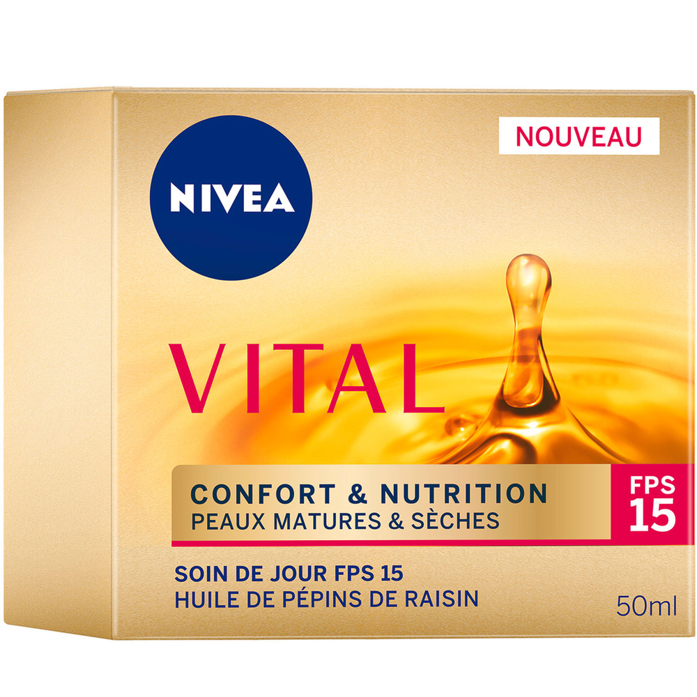 nivea VITAL - Crème de jour nourrissante Confort&Nutrition Soin visage anti-âge peaux matures & sèches