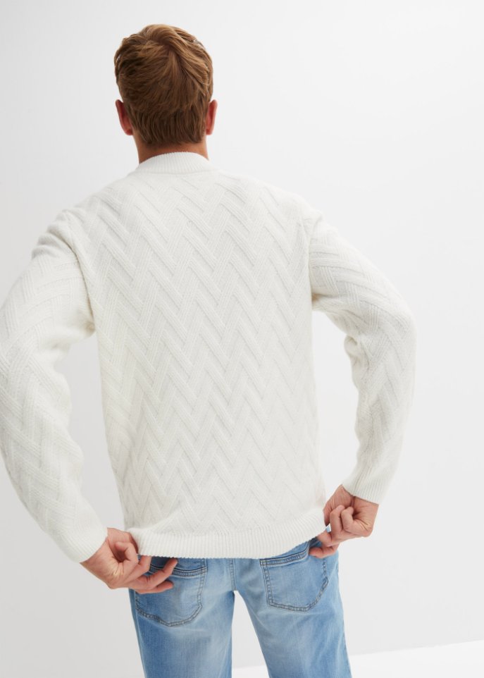 Stehkragenpullover mit Struktur