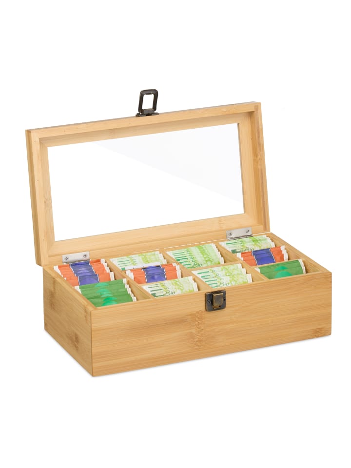relaxdays Teebox in Natur - (B)29,5 x (H)10 x (T)17 cm günstig kaufen onesize
