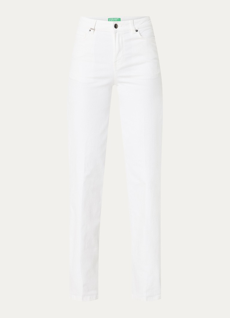 Pantaloni Benetton cu talie înaltă și croială dreaptă, de culoare decolorată.