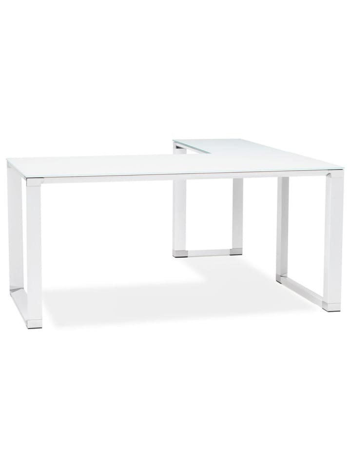 KADIMA DESIGN Eckschreibtisch Glas modern Winkelwahl, Bürotisch minimalistisch in Weiß günstig kaufen