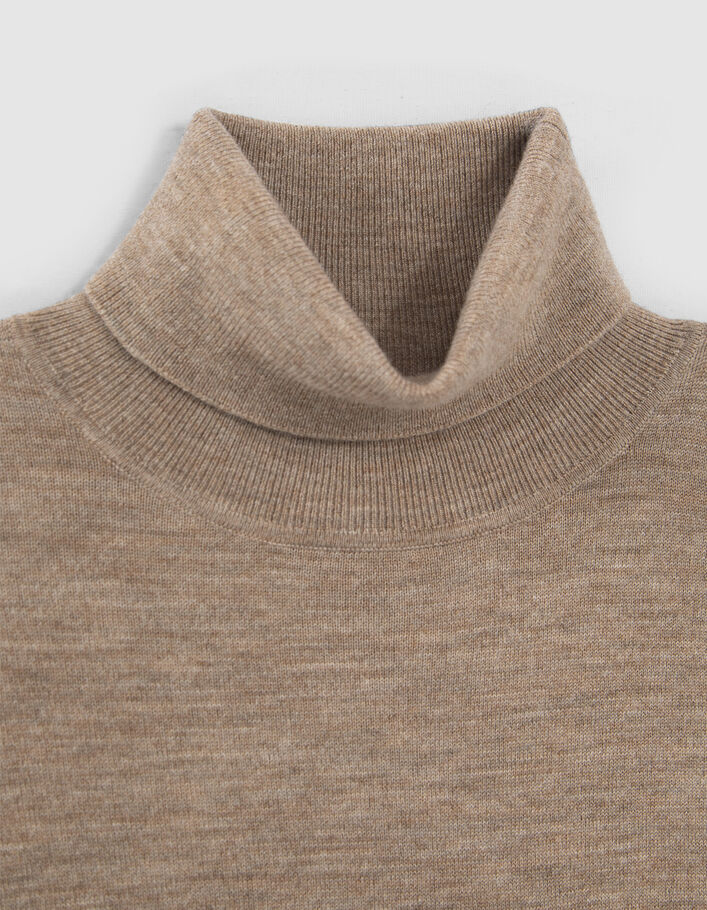 Pull cappuccino tricot à col roulé Homme