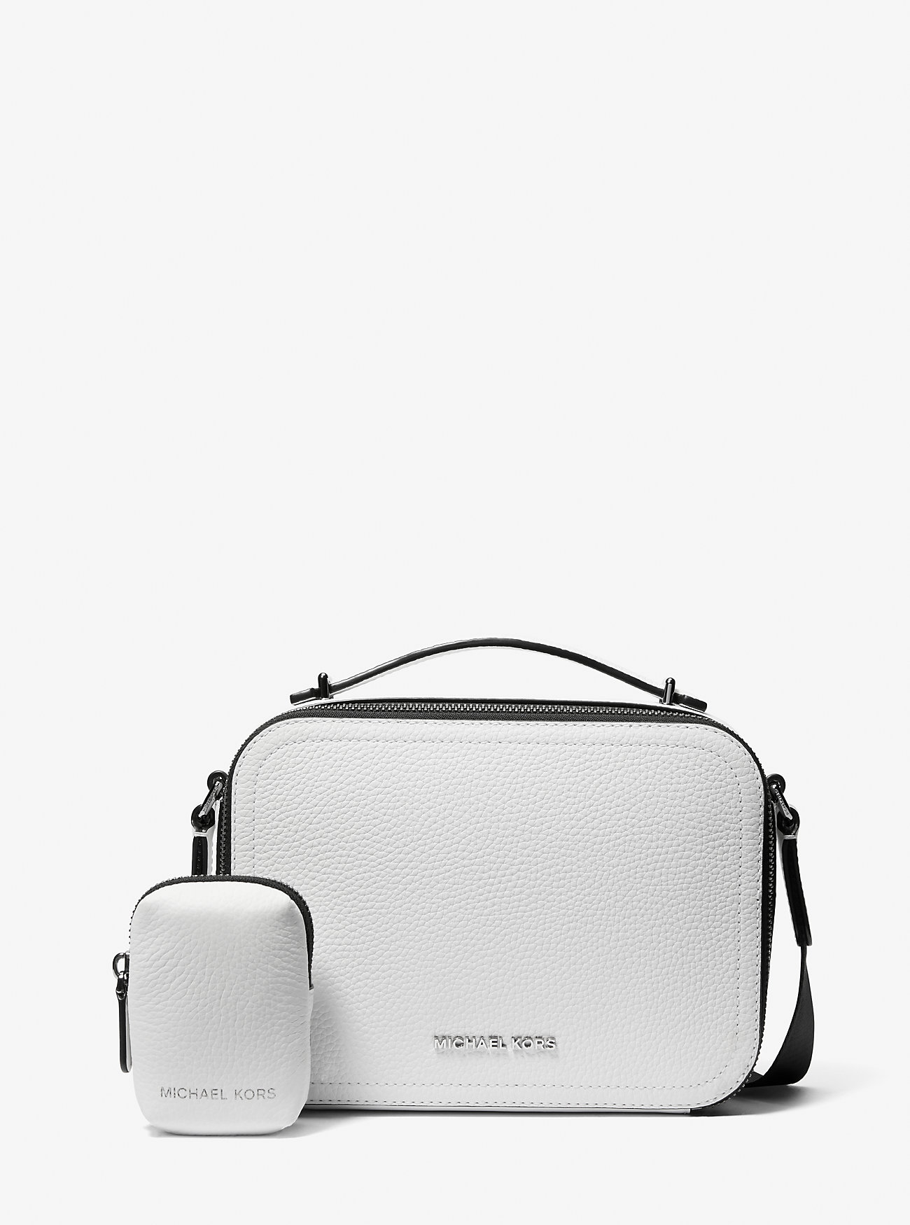 Hudson Pebbled Leather Skulderveske - Lys Hvit