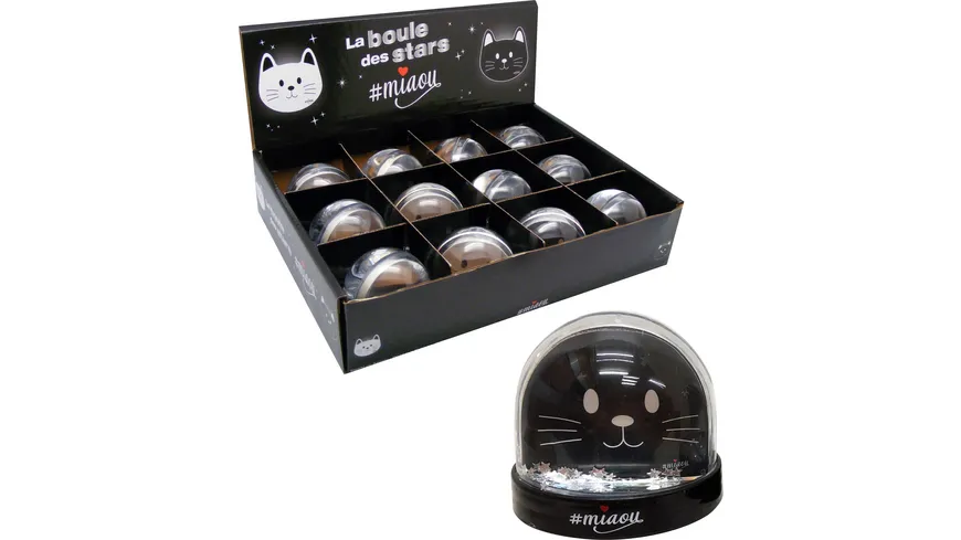 MIAOU Katze Schneekugel schwarz schwarz