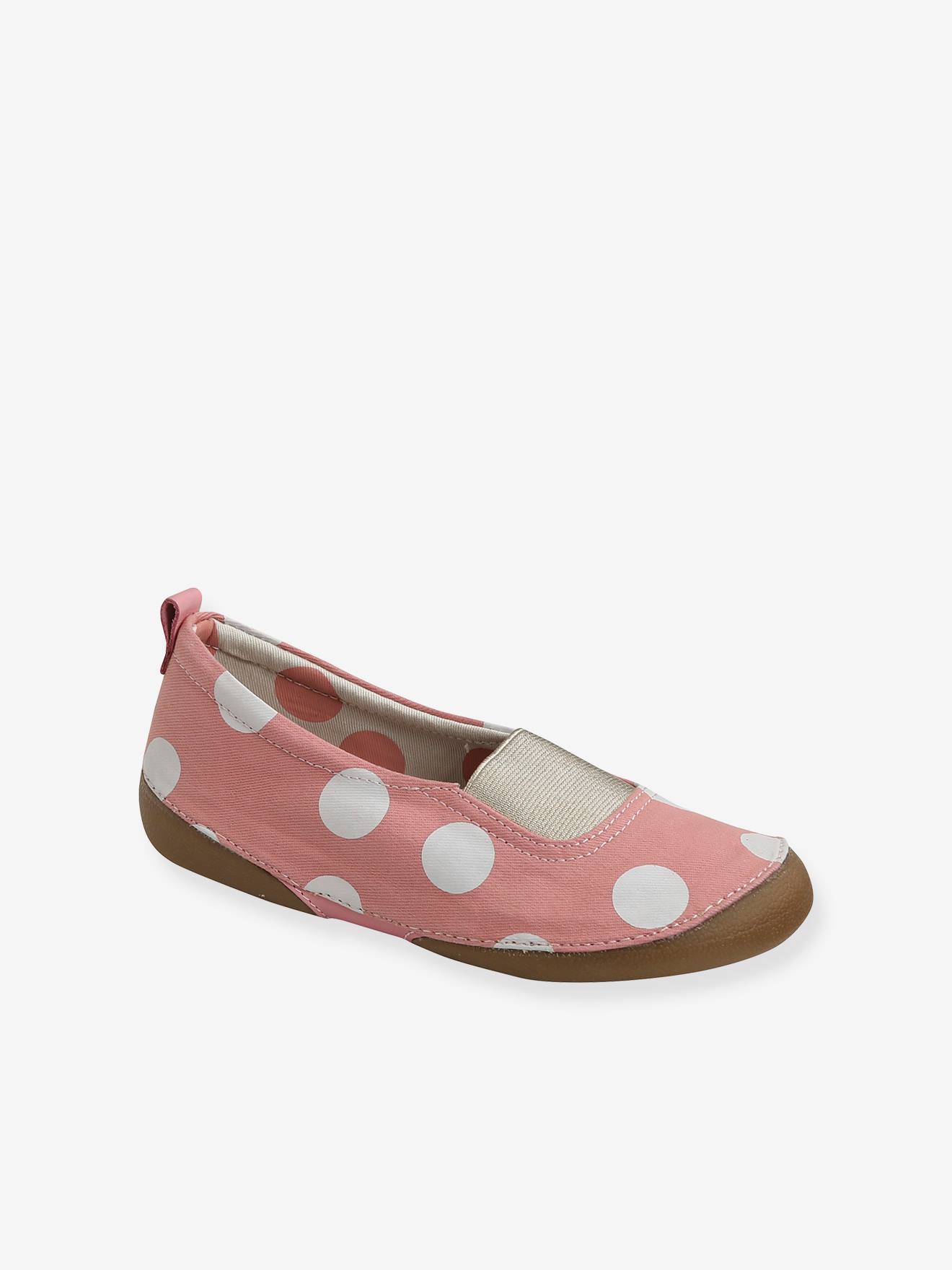 Chaussons élastiqués fille en toile rose