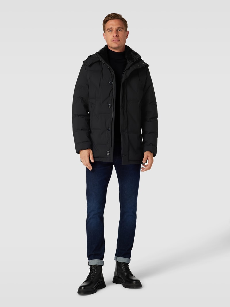 Steppjacke mit abtrennbarer Kapuze in schwarz