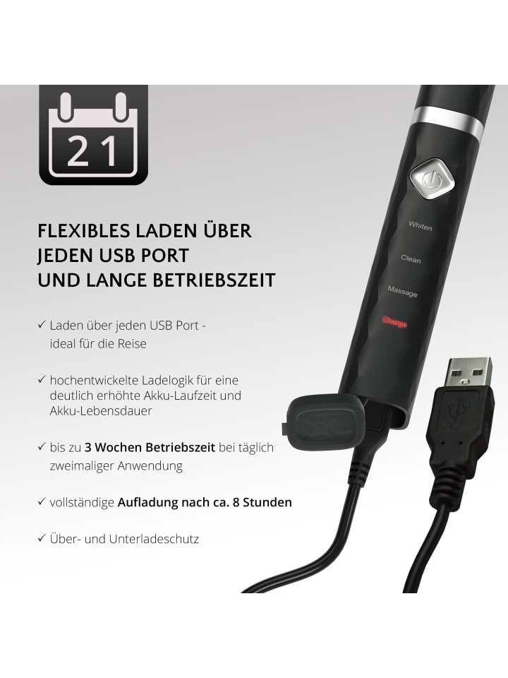 Ailoria FLASH TRAVEL USB-Schallzahnbürste in schwarz günstig kaufen onesize