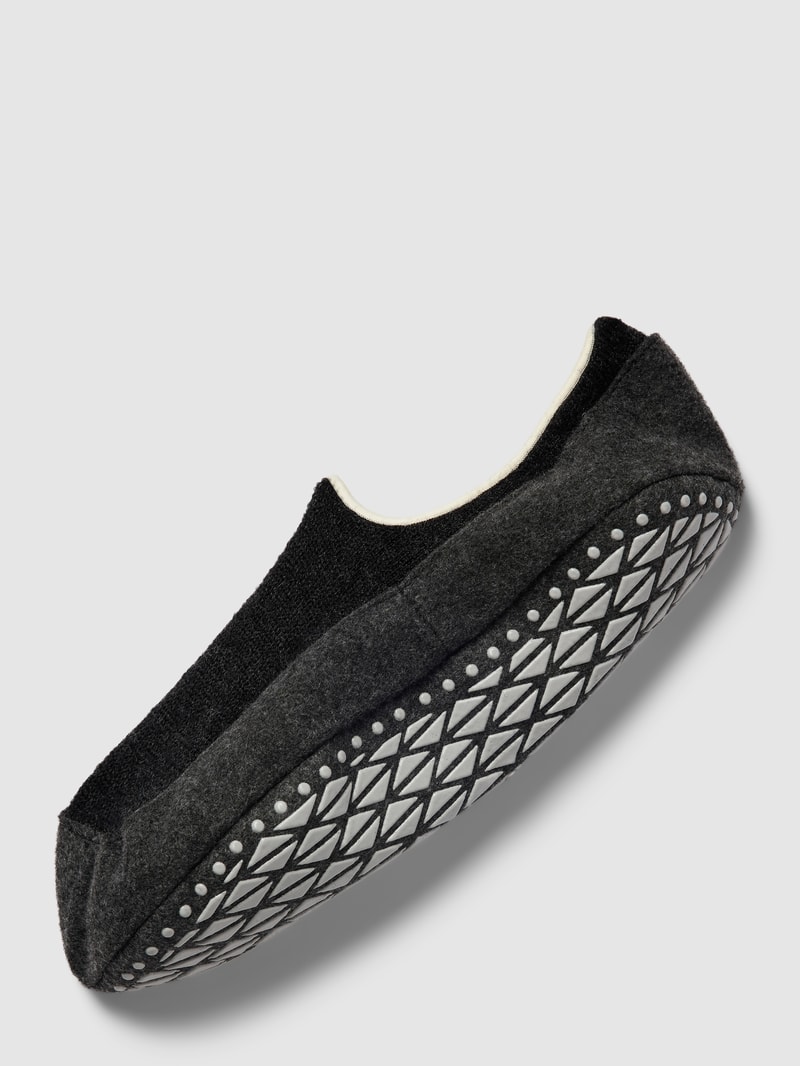 Hausschuhe aus Schurwoll-Mix mit Logo-Detail Modell 'COSYSHOE' in anthrazit meliert