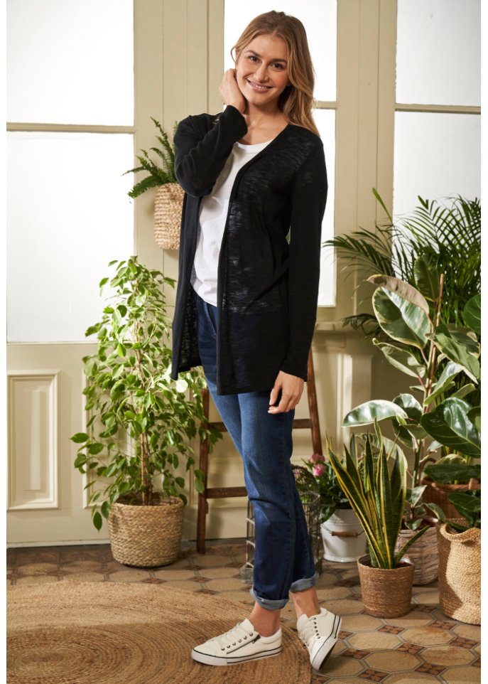Leichte Baumwoll-Strickjacke aus Slub Qualität