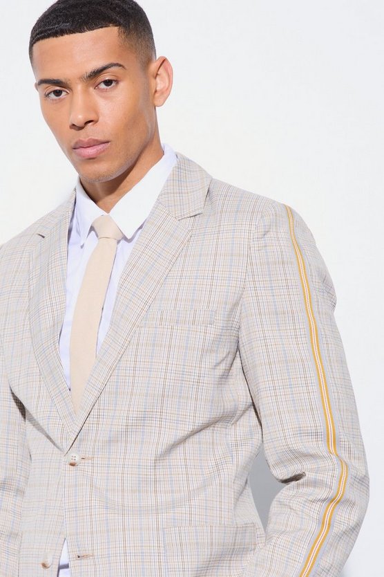 Einreihiger karierter Slim-Fit Blazer