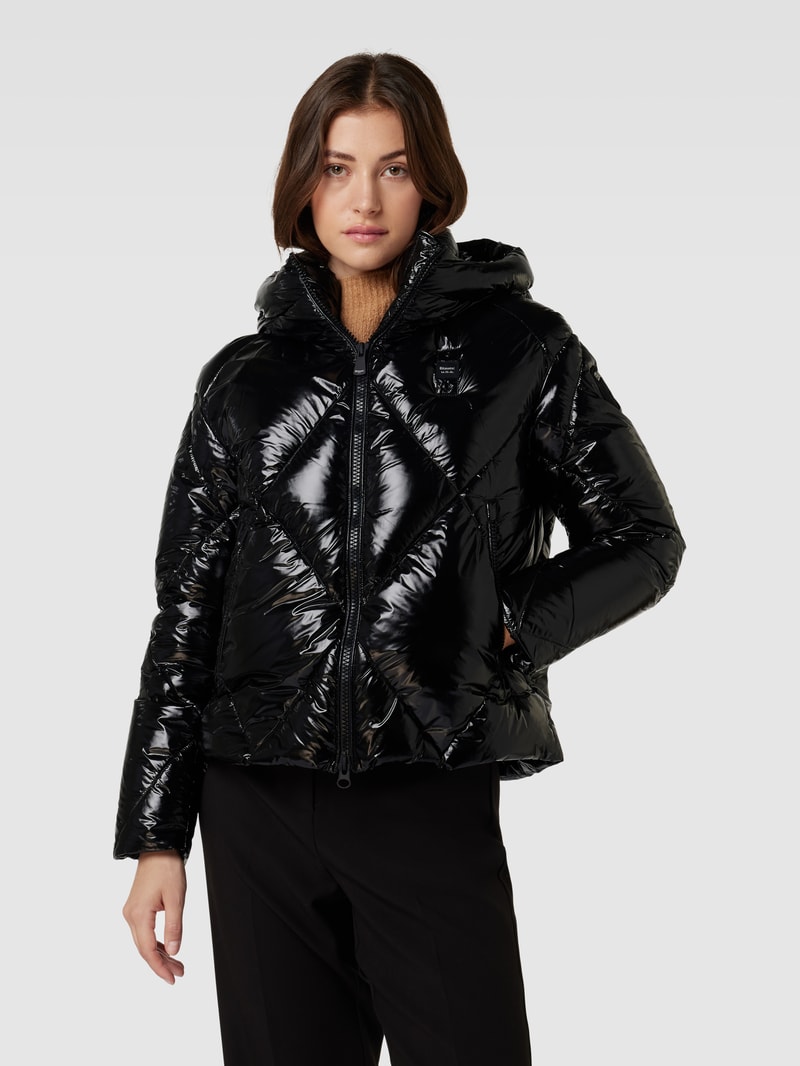 Steppjacke mit Stehkragen in schwarz