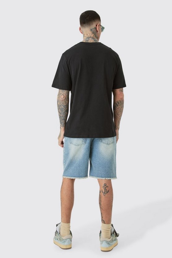 Tall helle Jeansshorts mit rohem Saum