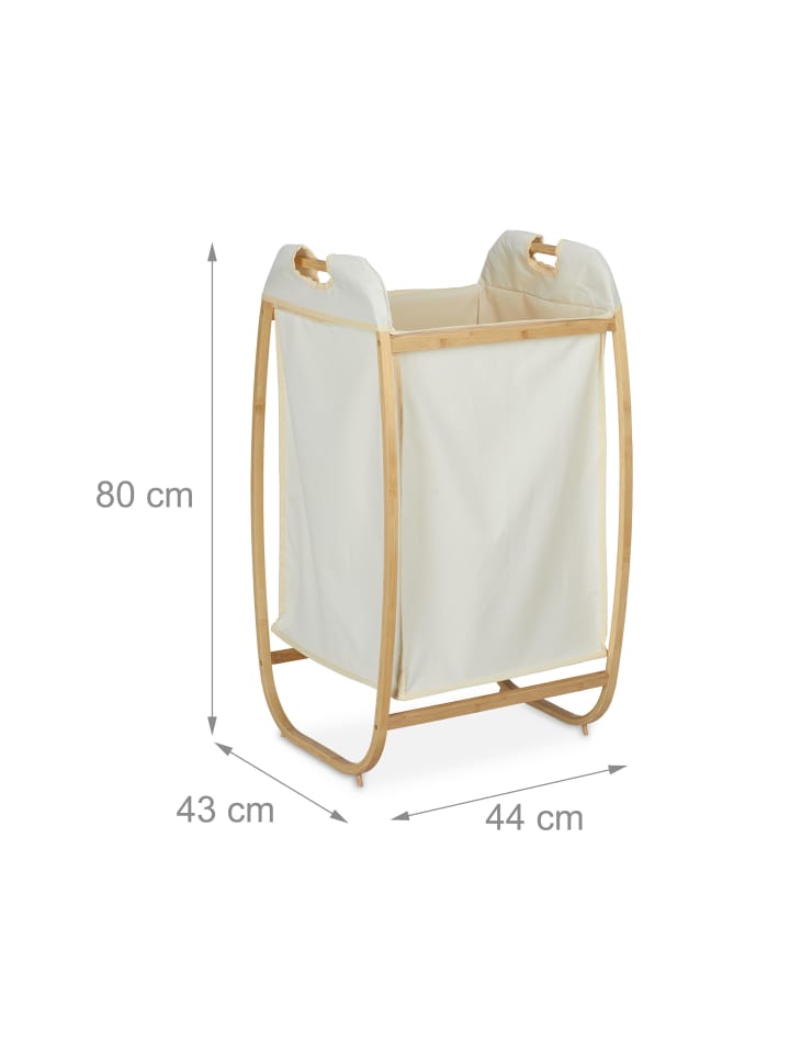 relaxdays Wäschekorb in Natur/Beige - (B)44 x (H)80 x (T)43 cm günstig kaufen onesize