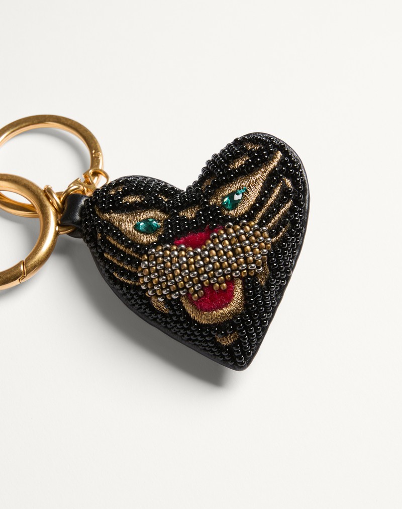 Vg Coeur De Chat taskevedhæng med nøglering i nappalæder, perler og krystaller