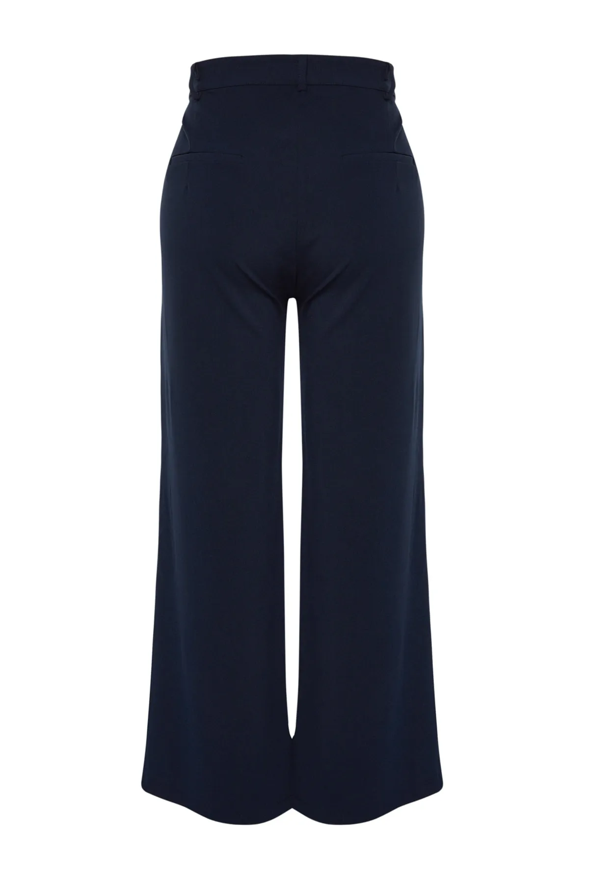 Trendyol Curve  Marineblaue, hoch taillierte, doppelt geknöpfte, asymmetrische, karierte Webhose TBBAW23AR00038