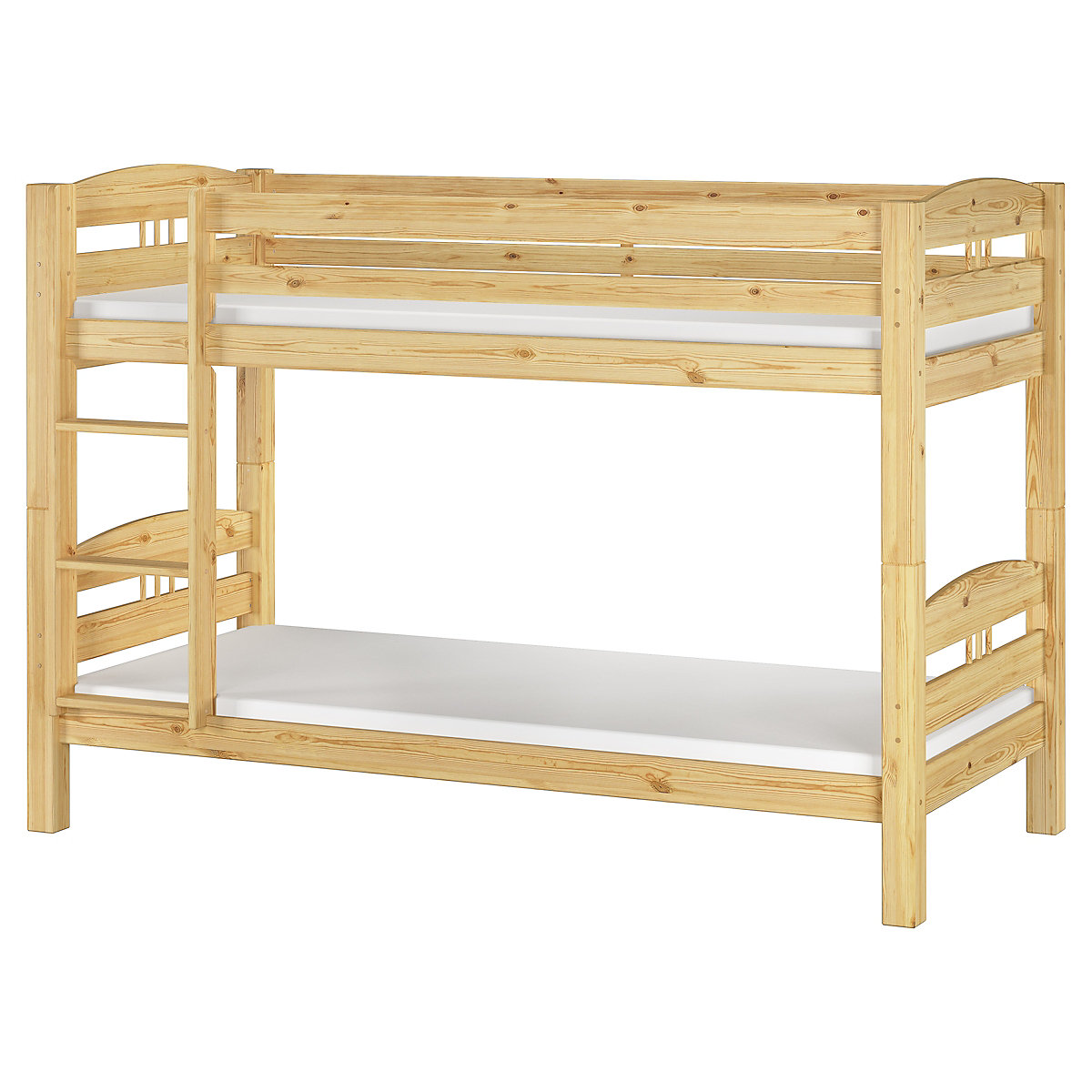 Stockbett 90x200 Kiefer massiv mit Rollrost und Matratzen