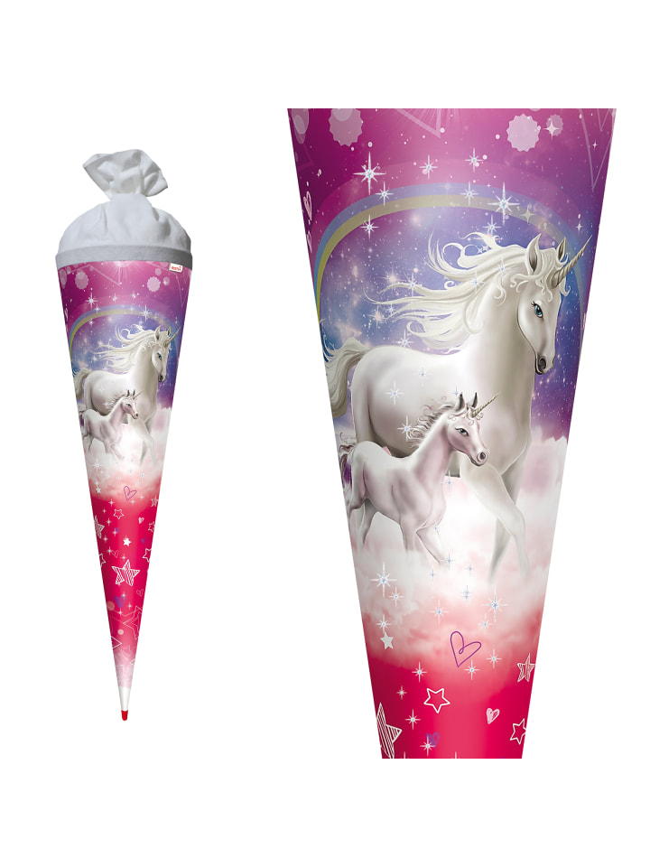 ROTH Schultüte groß Einhorn im Sternenhimmel 70 cm, Glitter in Rosa günstig kaufen onesize
