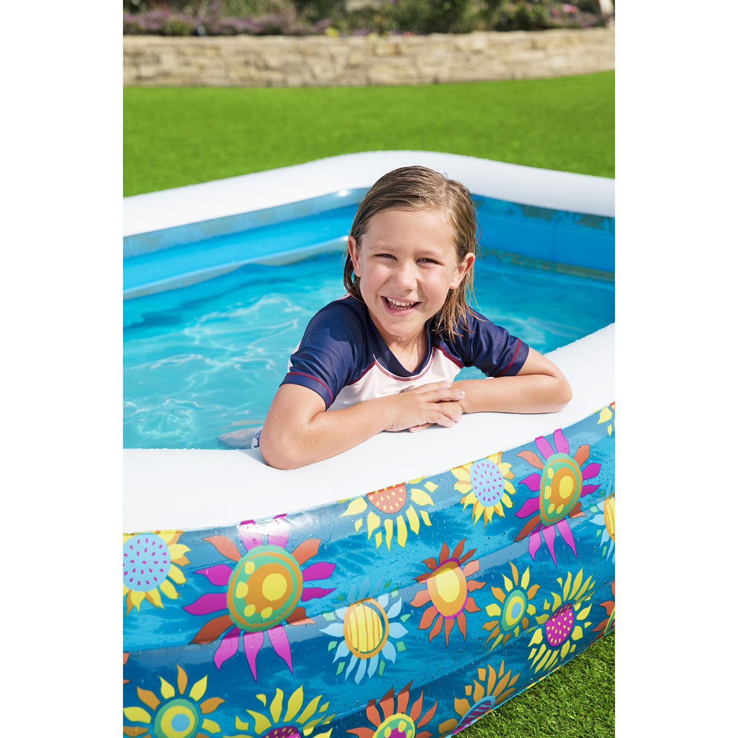 Bestway Happy Flora 229 x 152 x 56 cm aufblasbarer Pool