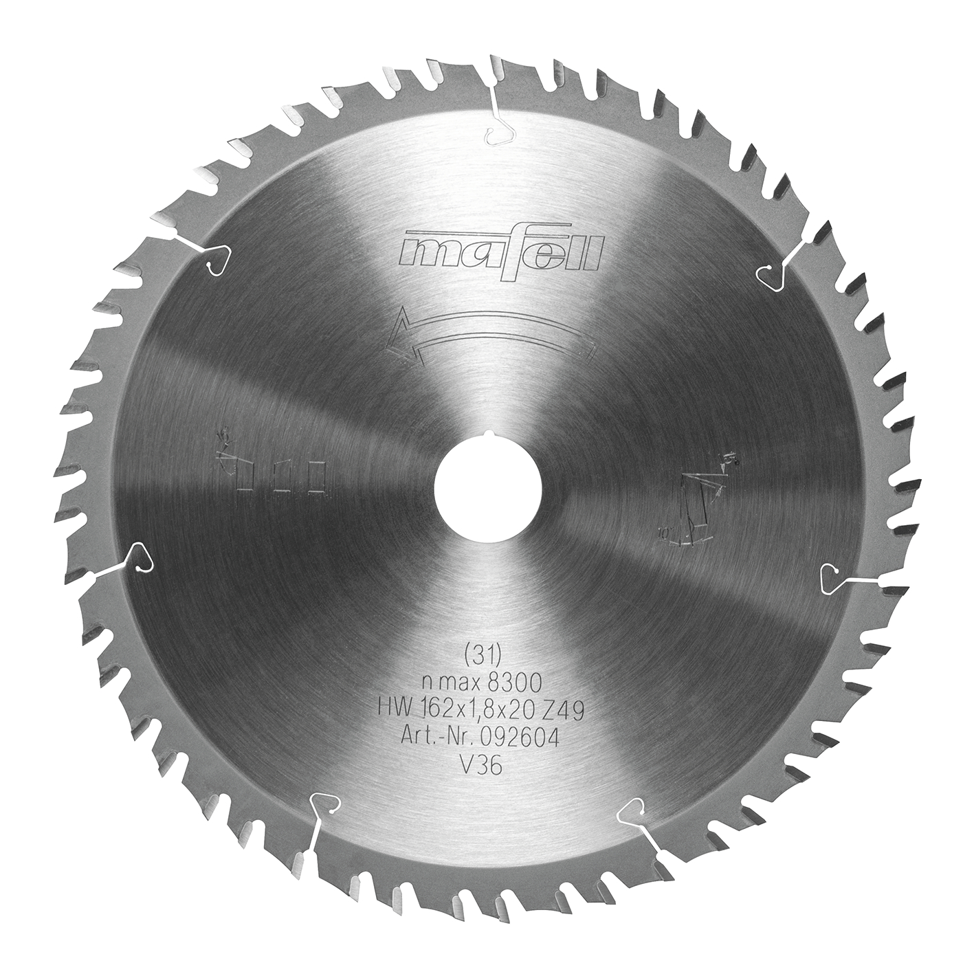„Mafell Accessories“ 092604 pjūklo diskas-GT, 162 x 1,2/1,8 x 20 mm, Z 49-7, 3WZ/FZ, smulkus pjūvis medienai
