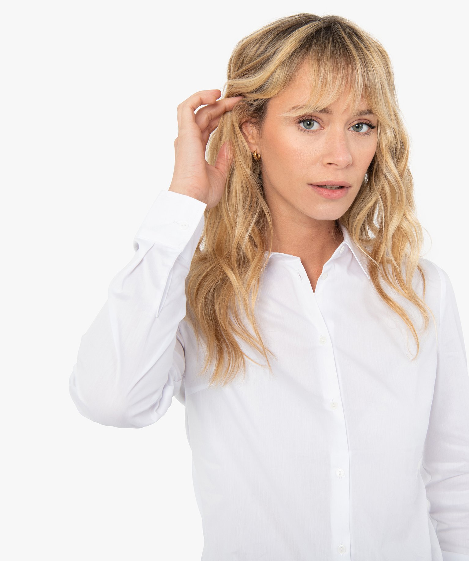 Chemise femme cintrée à manches longues blanc | GEMO