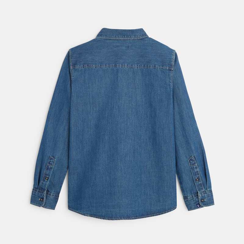 Chemise manches longues en jean bleue garçon