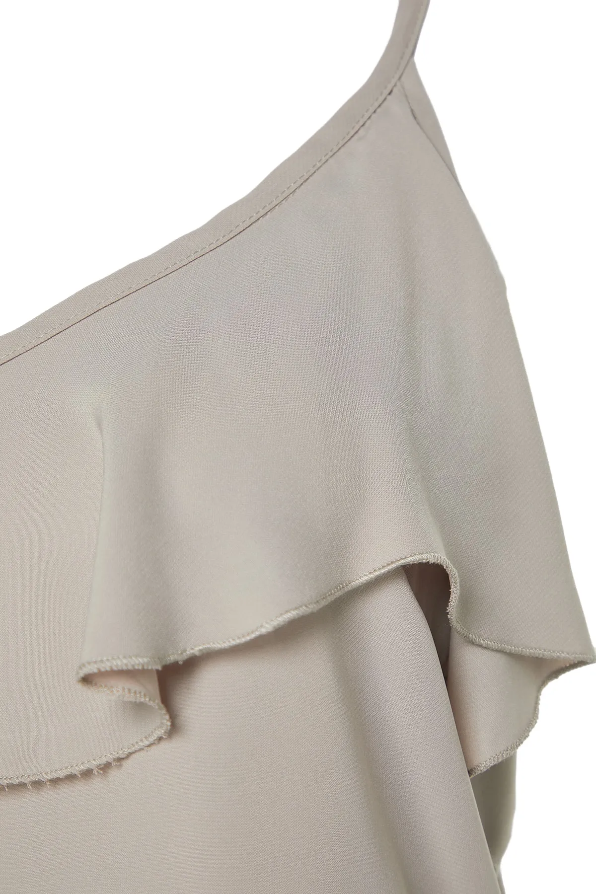 Trendyol Curve  Beige gewebte Bluse mit Volantkragen TBBSS22AF0023