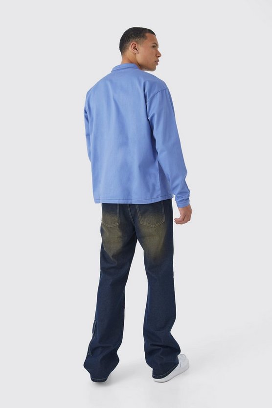 Tall kastiges Overshirt mit Kontrast-Naht und Reißverschluss