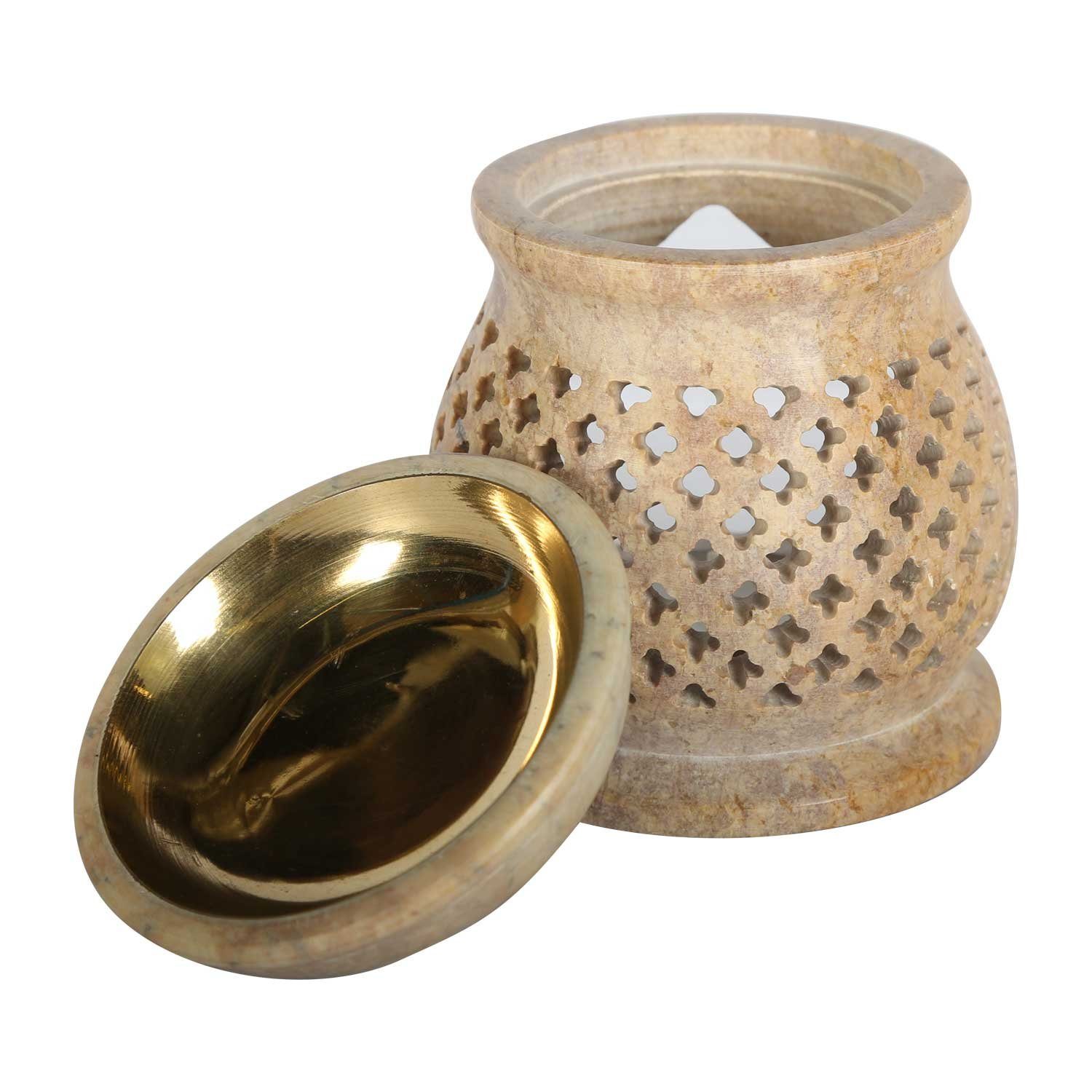 Casa Moro Duftlampe Orientalische Duftlampe Namaste aus Soapstone Diffusor Teelicht, handgeschnitzt