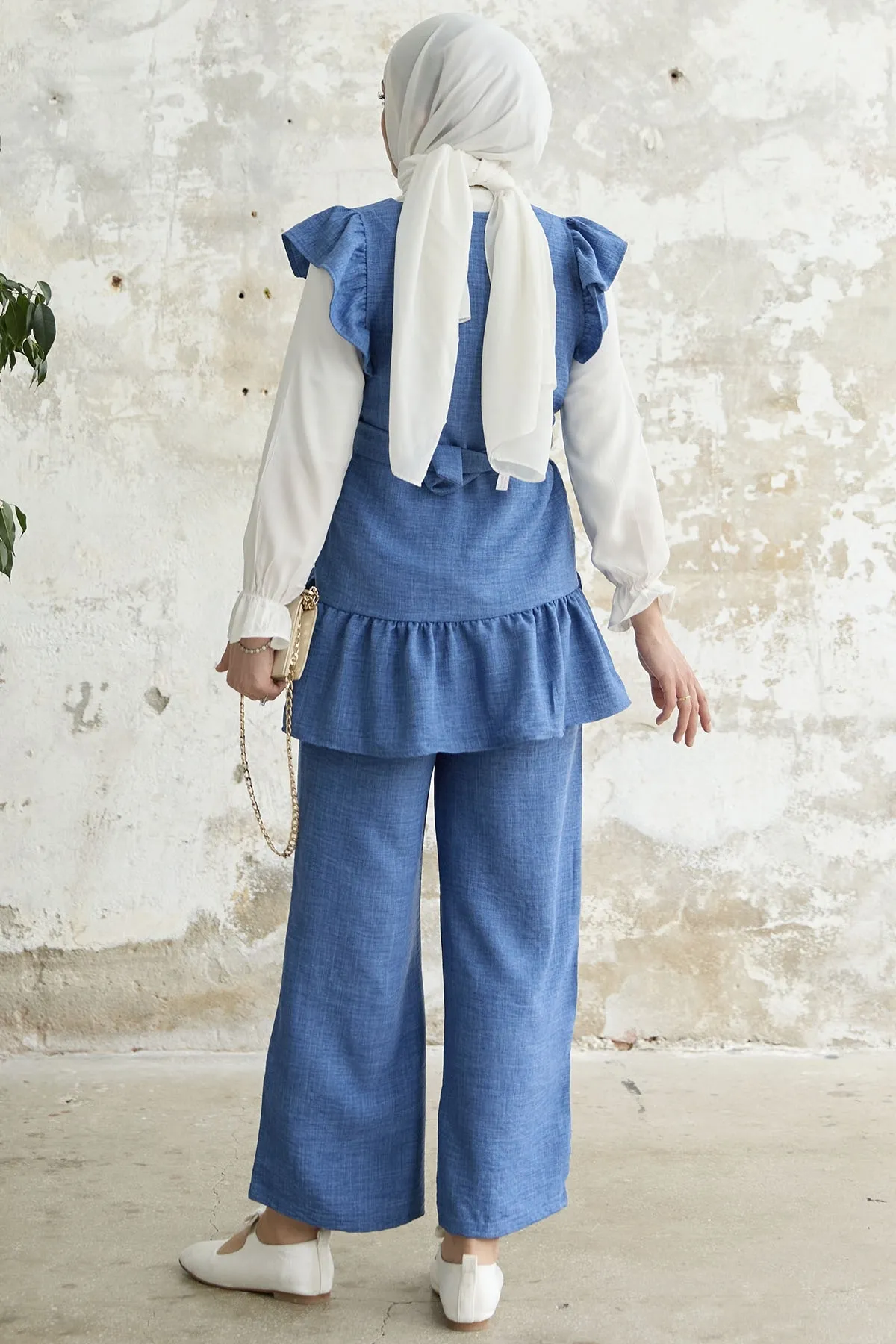InStyle  Dreiteiliges Set mit Rüschen an der Schulter - Blau