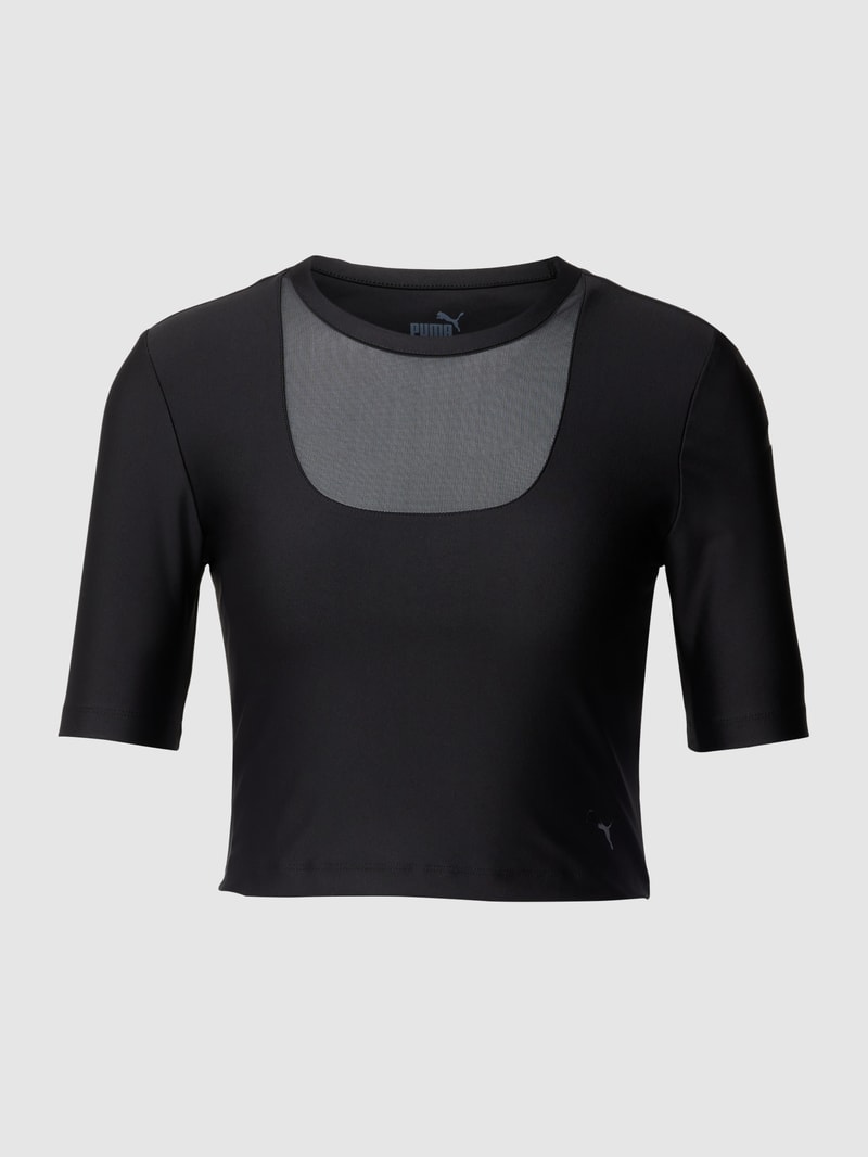 Cropped T-Shirt mit Logo-Print Modell 'Safari' in schwarz