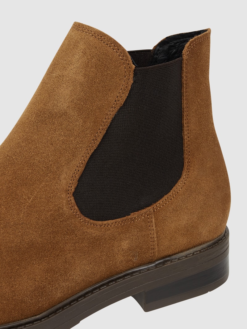 Chelsea Boots aus Veloursleder Modell 'SLHBLAKE SUEDE CHELSEA' in cognac