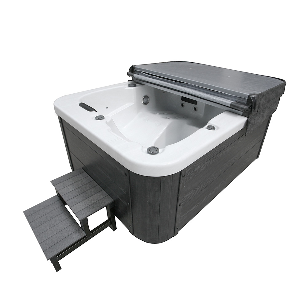 Home Deluxe HOME DELUXE Outdoor Whirlpool WHITE MARBLE inkl. Treppe und Thermoabdeckung