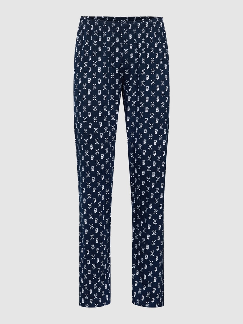 Pyjama-Hose mit Allover-Muster Modell 'BARBER' in marineblau