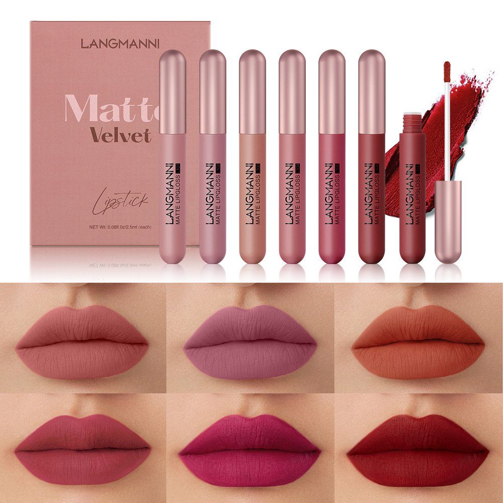 POCHUMIDUU Lippenstift-Set 6 Lippenstifte Matte Velvet Matte Lip Gloss Set, 6-tlg., Kosmetische Geschenksets