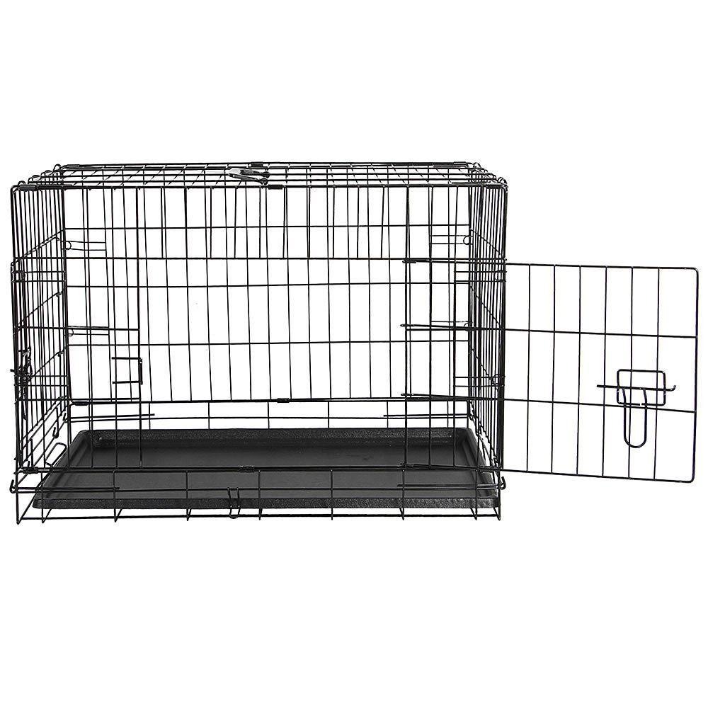 Melko Hundekäfig Transportbox Autotransportbox Hundetransportbox Falltbar in Schwarz oder Silber Drahtkäfig Hunde Gitterbox Hundekäfig Katze Transportkäfig Metall Tierkäfig, Rostbeständiger beschichteter Eisendraht