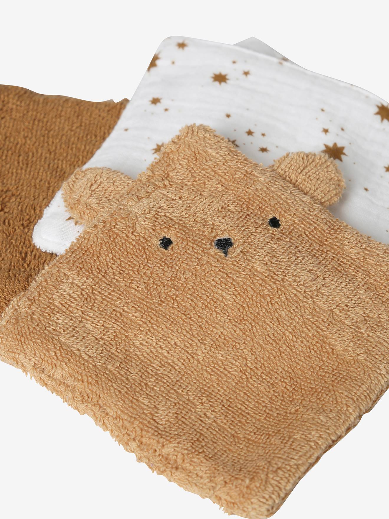 Lot de 6 lingettes lavables Ourson caramel