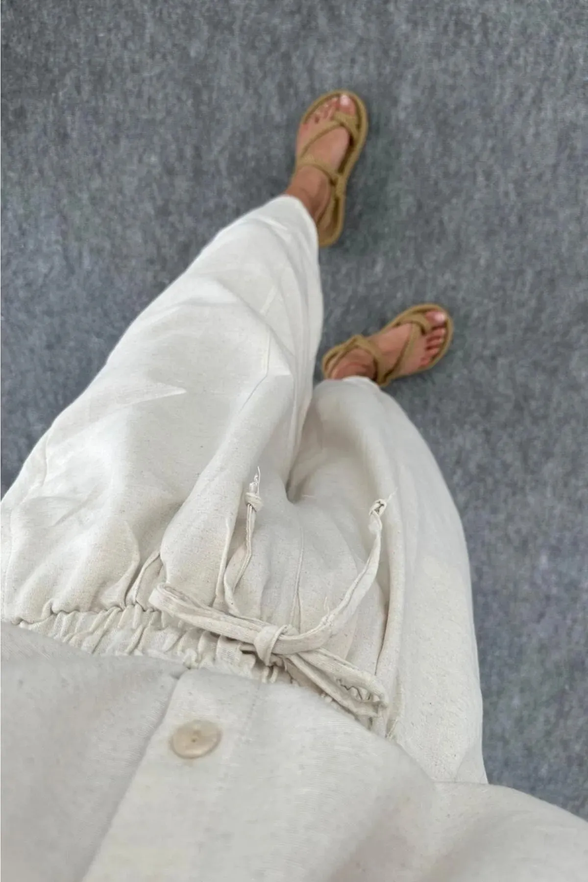 Laluvia  Taş Premium-Leinenhemd, Shalwar-Hose, Oberteil und Unterteil im Set