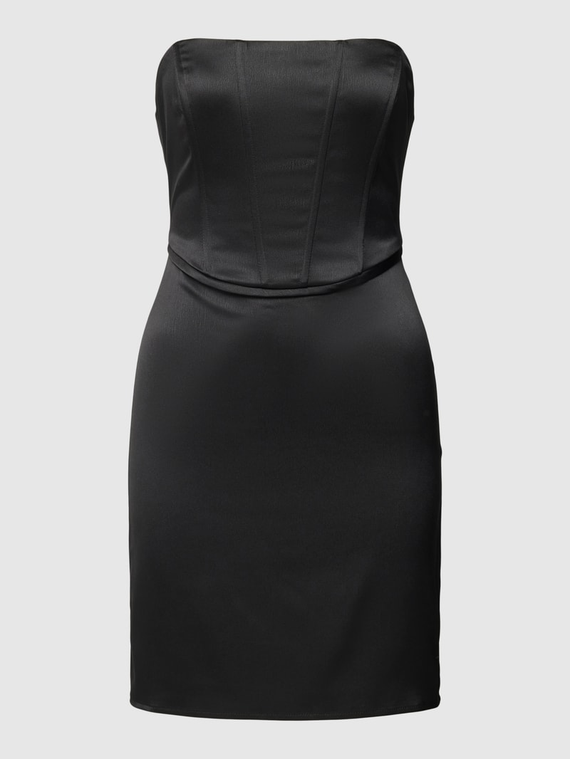 Schulterfreies Corsagenkleid in unifarbenem Design in schwarz