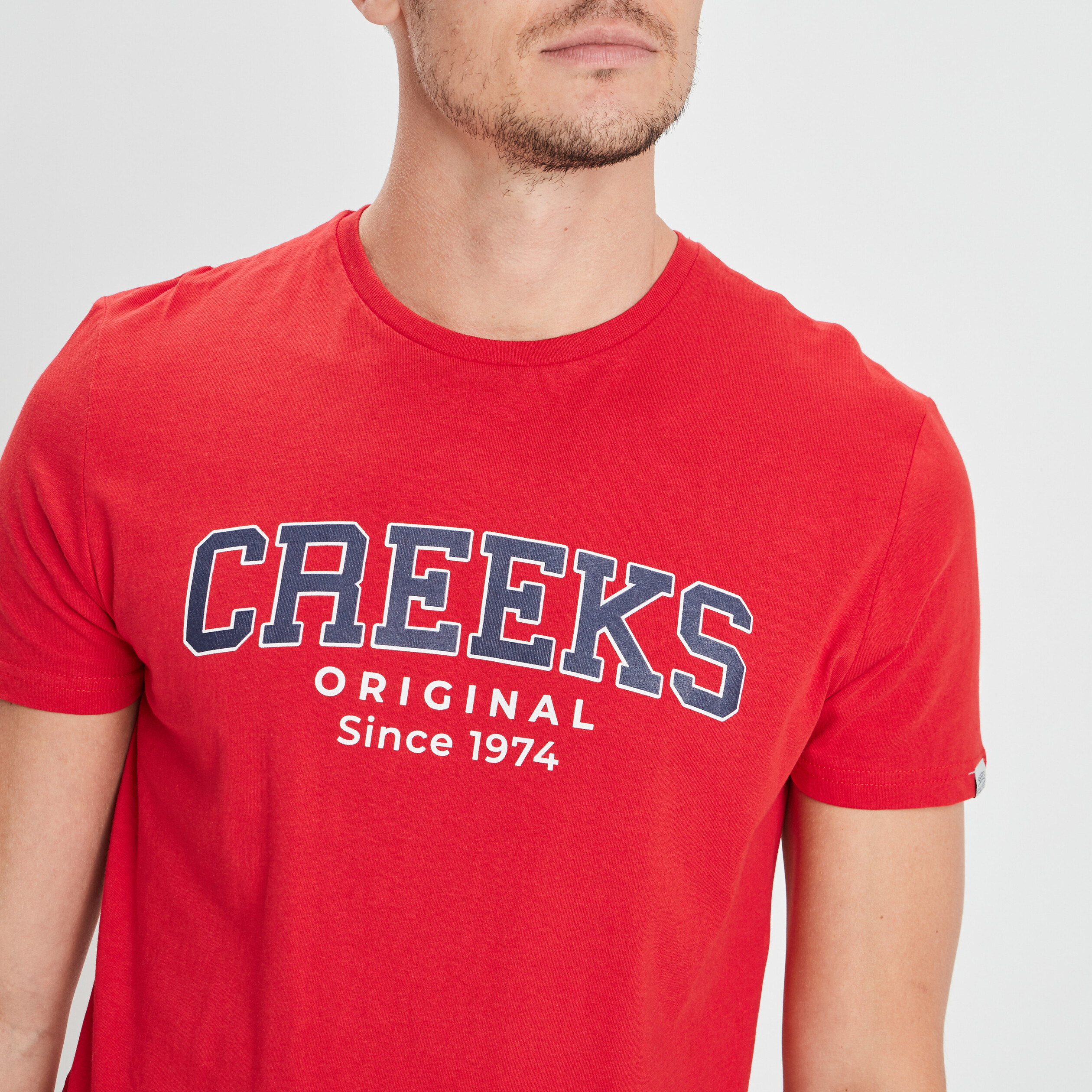 T-shirt manches courtes Creeks rouge homme | La Halle