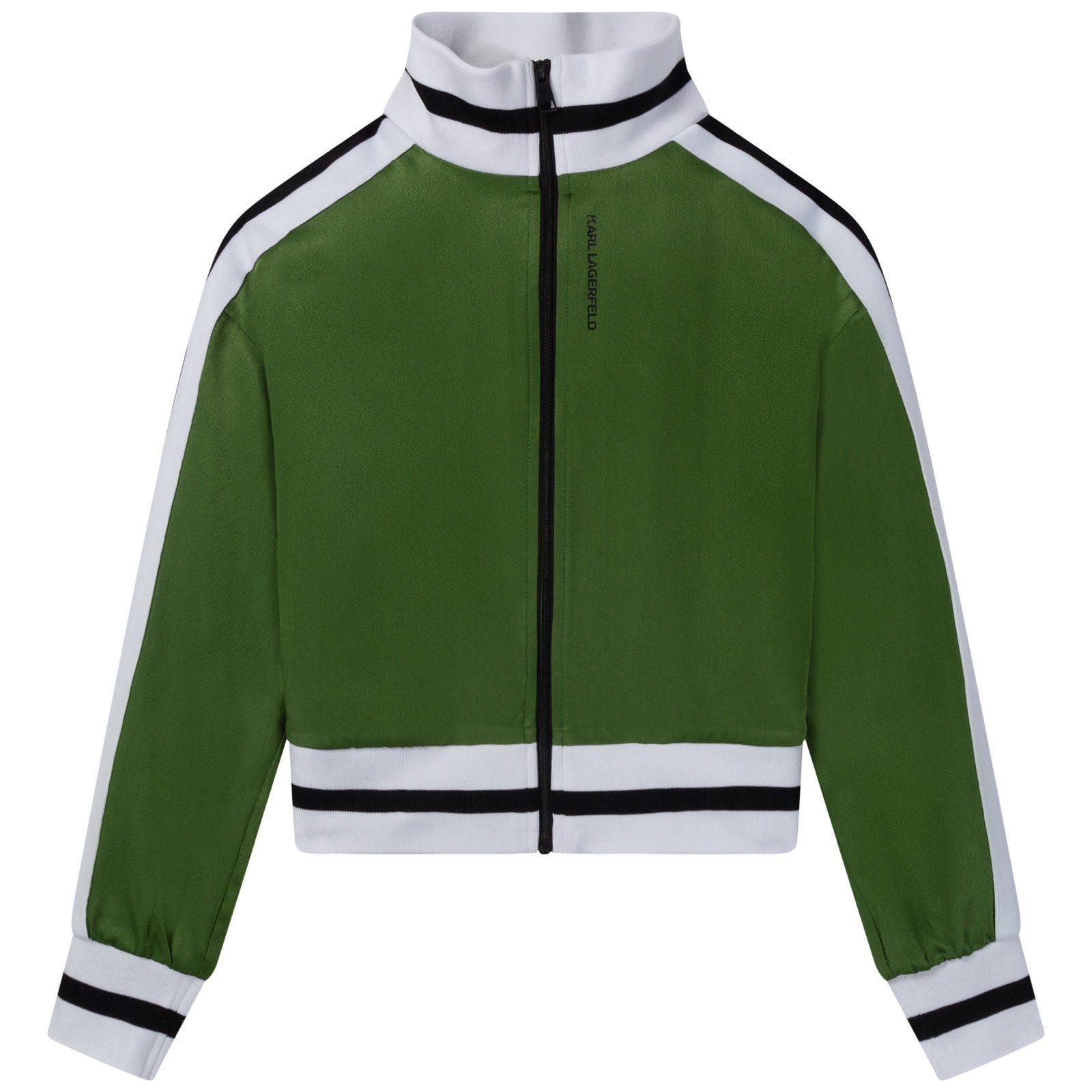 KARL LAGERFELD Trainingsjacke Karl Lagerfeld Trainingsjacke oliv mit Streifen