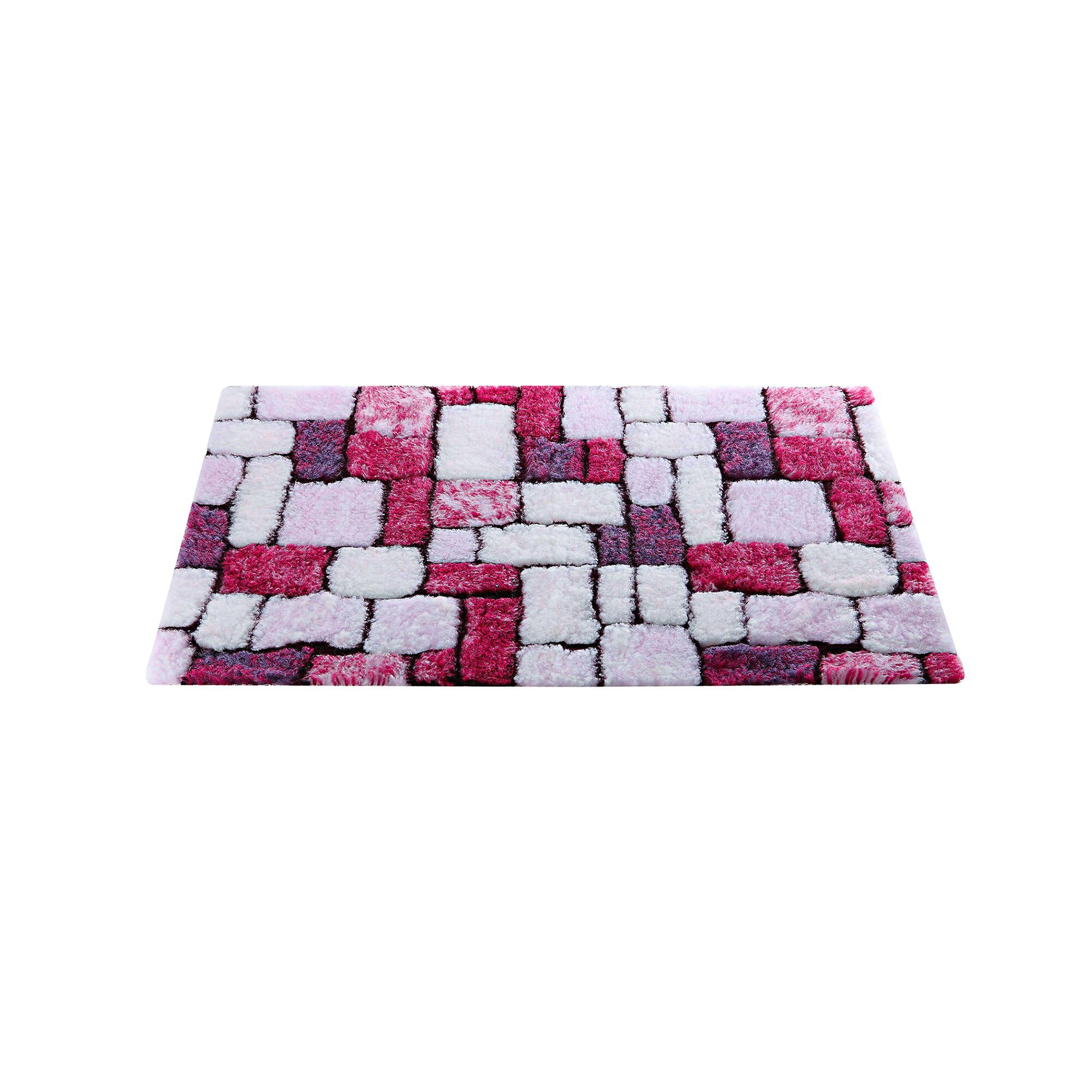 Tapis de bain mosaïque toucher peluche