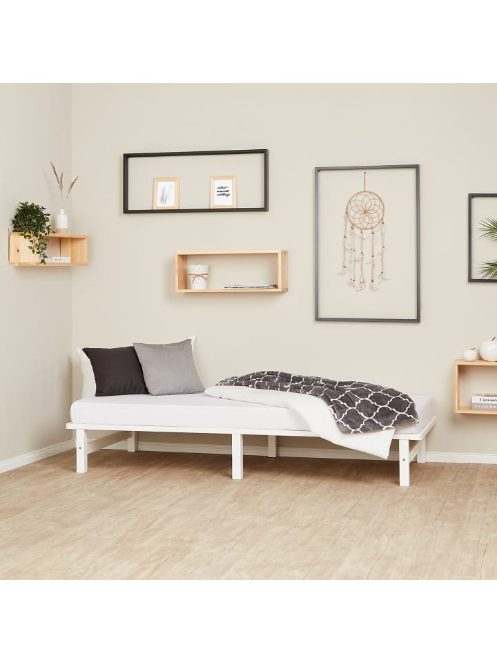 Homestyle4u Palettenbett 90x200 mit Lattenrost in Weiß günstig kaufen
