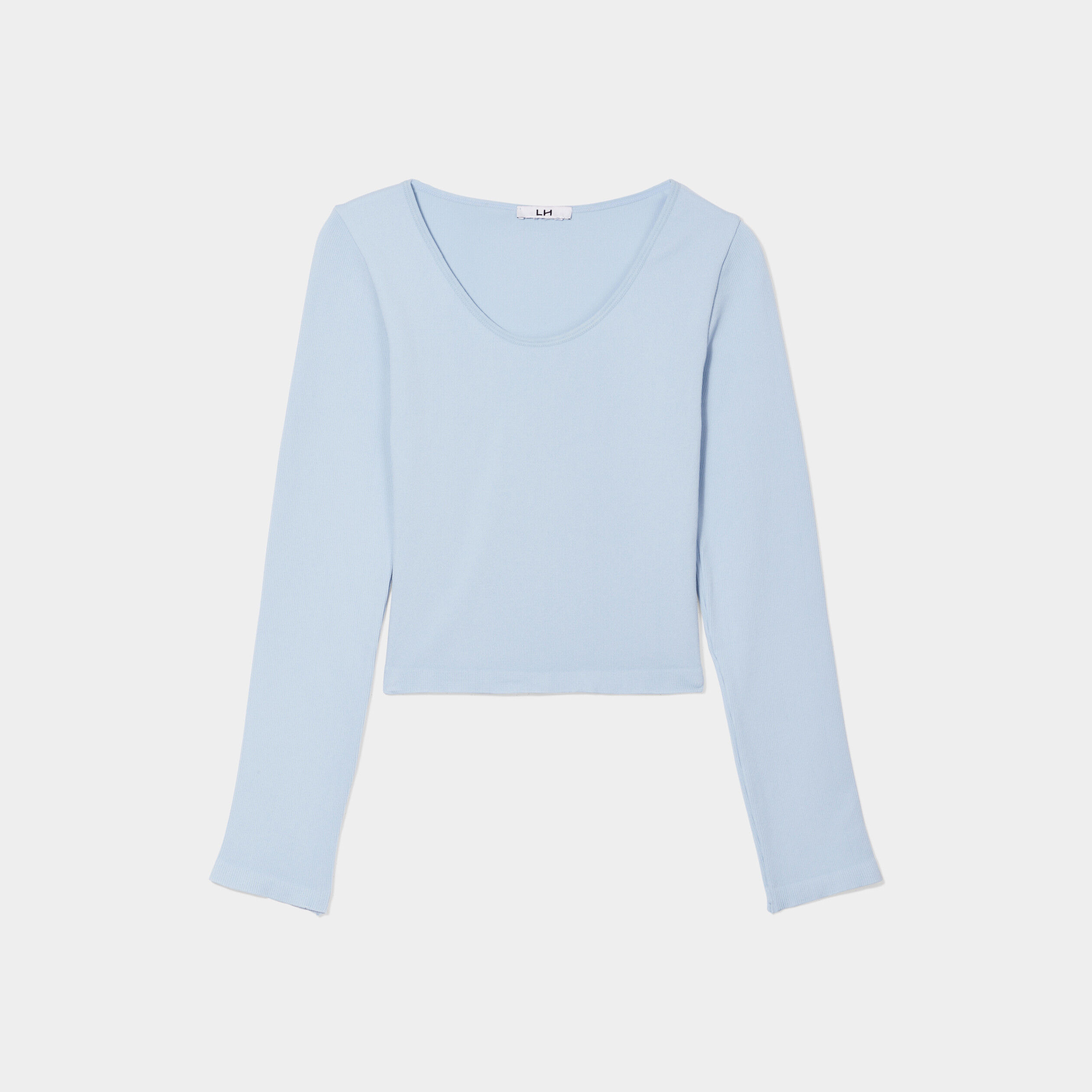 T-shirt côtelé sans couture bleu gris femme | La Halle