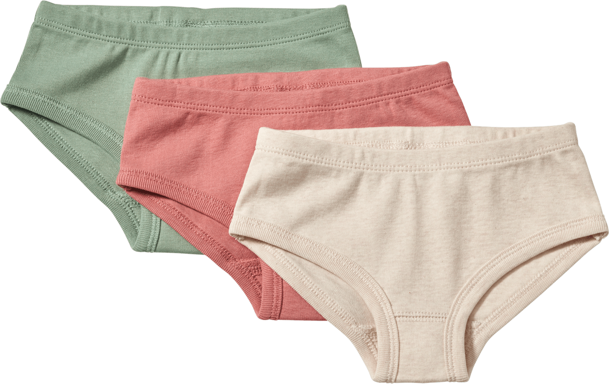 Slips, rosa + grün + beige, Gr. 110/116, 3 St